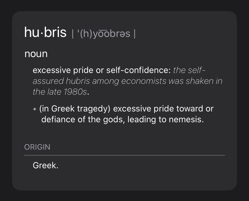 Hubris Humanity
